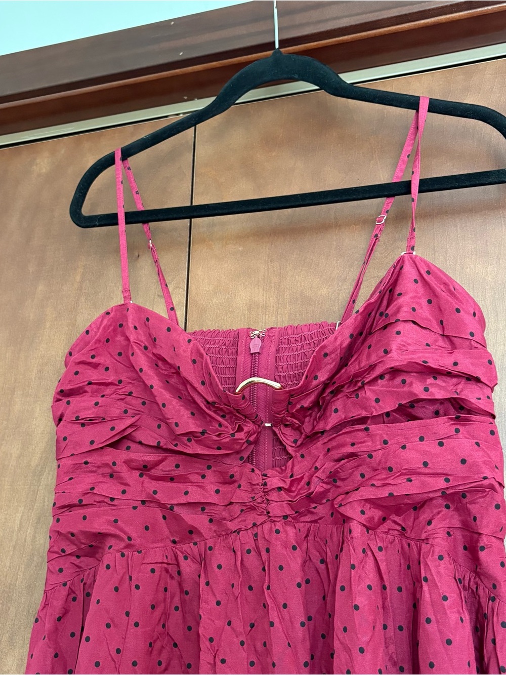 Abercrombie & Fitch Strapless Hardware Cutout Maxi Dress In Plum Dot Size XL - Picture 5 of 8